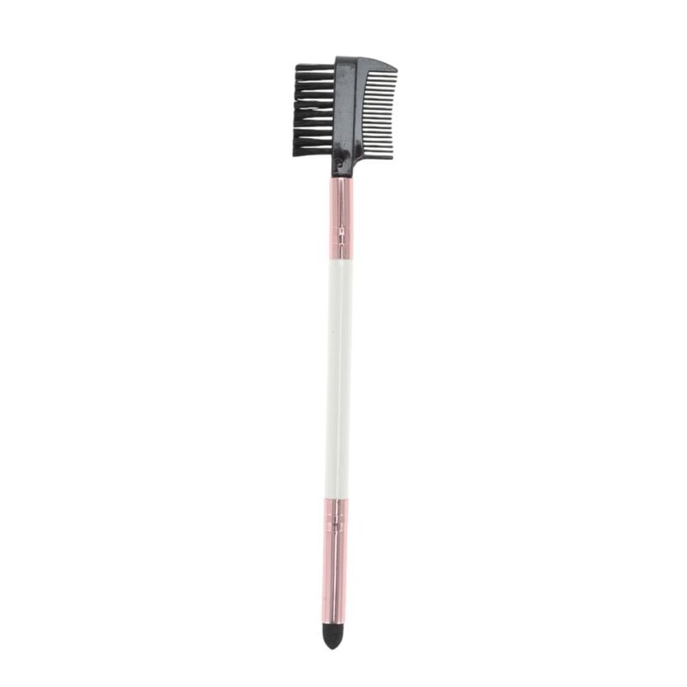 Double Head Eyebrow Brush Rose Gold Tone White